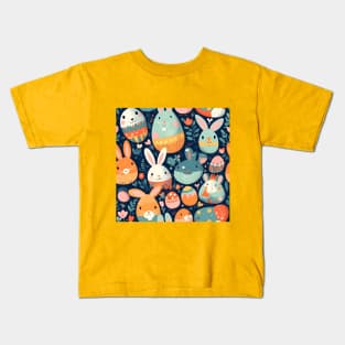 Hop into Easter with a Cool and Colorful Bunny and Egg Pattern Kids T-Shirt